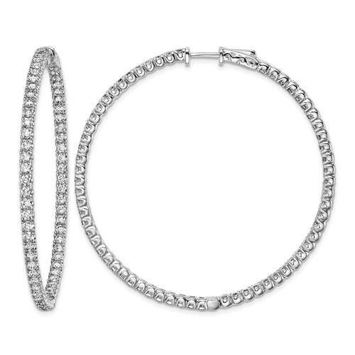 Sterling Shimmer Sterling Silver Rhodium-plated 126 Stone 2.25mm CZ in and Out Round Hinged Hoop Earrings