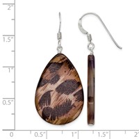 Sterling Silver Polished Brown Mother of Pearl Teardrop Dangle Earrings view 4