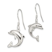 Sterling Silver Dolphin Earrings view 2