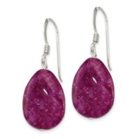 Sterling Silver Polished Pink Cracked Aventurine Teardrop Dangle Earrings view 2
