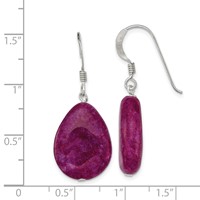 Sterling Silver Polished Pink Cracked Aventurine Teardrop Dangle Earrings view 4