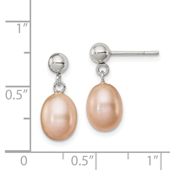 Sterling Silver FWC Pearl Dangle Post Earrings
