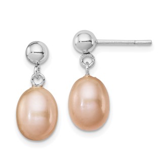 Sterling Silver FWC Pearl Dangle Post Earrings