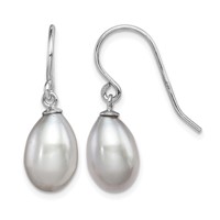 Sterling Silver Rhodium-plated Grey 8-9mm Rice Freshwater Cultured Pearl Dangle Earrings view 1