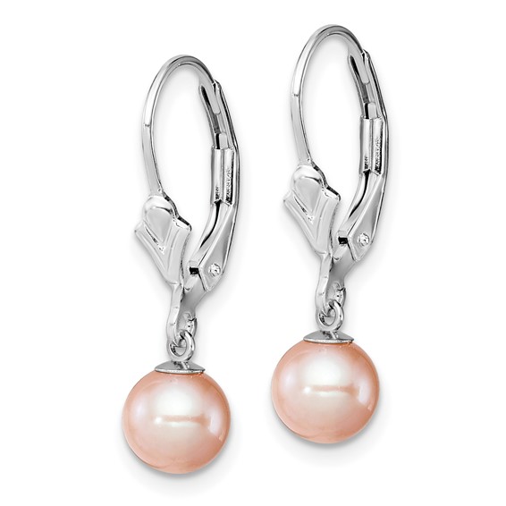 Sterling Silver FWC Pearl Dangle Leverback Earrings