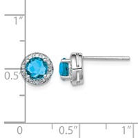 Sterling Silver Rhodium-plated Diamond and Blue Topaz Earring view 4