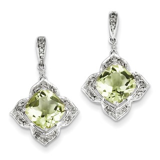 Sterling Silver Diamond & Lemon Quartz Earrings