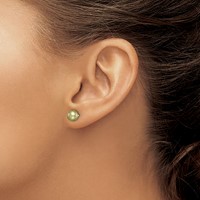 Sterling Silver Rhod-pltd Green 6-7mm Button Fwc Pearl Post Earrings view 3