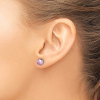Sterling Silver Polished Purple 6-7mm Freshwater Cultured Pearl Button Post Earrings view 3