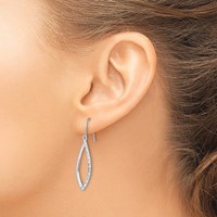 Sterling Silver Rhodium Diam. Dangle Earrings view 3