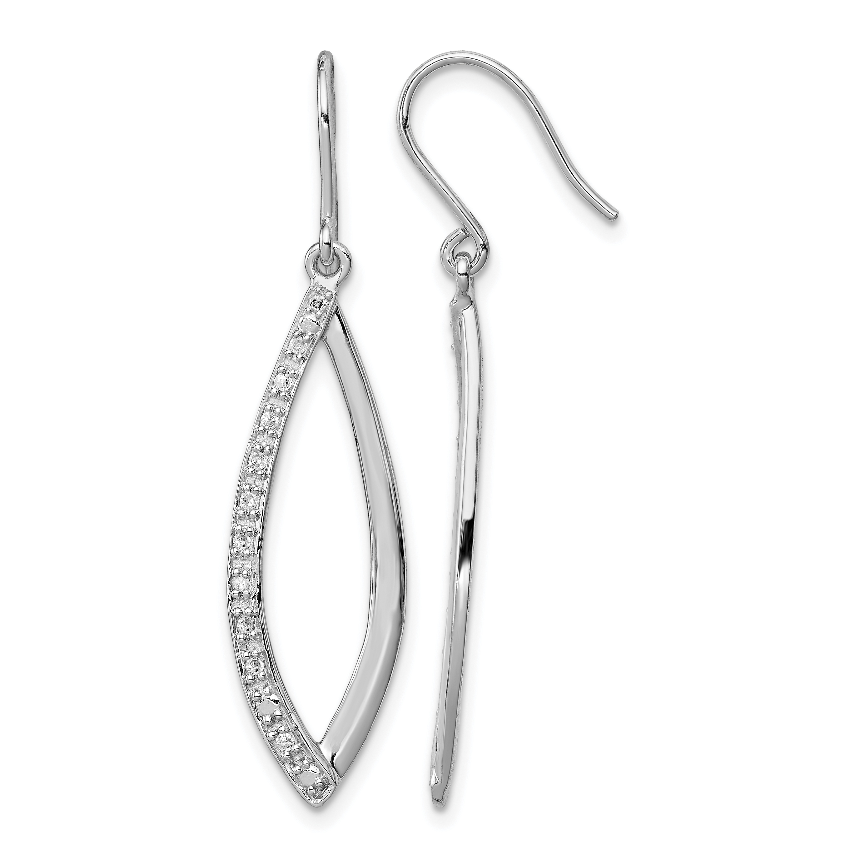 Sterling Silver Rhodium Diam. Dangle Earrings (QE7808)