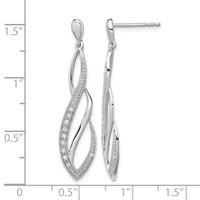 Sterling Silver Rhodium Diam. Dangle Post Earrings view 4