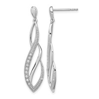 Sterling Silver Rhodium Diam. Dangle Post Earrings view 1
