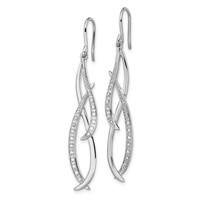Sterling Silver Rhodium Diam. Dangle Earrings view 2