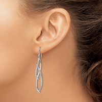 Sterling Silver Rhodium Diam. Dangle Earrings view 3