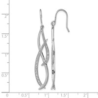 Sterling Silver Rhodium Diam. Dangle Earrings view 4