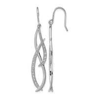 Sterling Silver Rhodium Diam. Dangle Earrings view 1