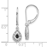 White Night Sterling Silver Rhodium-plated Black and White Diamond Dangle Leverback Earrings view 4