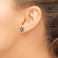 White Night Sterling Silver Rhodium-plated Black and White Diamond Heart Post Earrings view 3