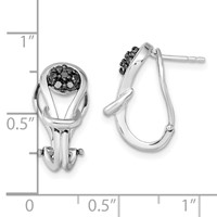 White Night Sterling Silver Rhodium-plated Black Diamond Love Knot Omega Back Earrings view 4