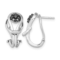 White Night Sterling Silver Rhodium-plated Black Diamond Love Knot Omega Back Earrings view 1
