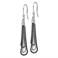 Sterling Silver & Black Rhodium-Plated Chain Dangle Earrings view 2
