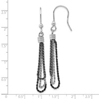 Sterling Silver & Black Rhodium-Plated Chain Dangle Earrings view 3