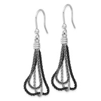 Sterling Silver Ruthenium & Black Rhodium Chain Dangle Earrings view 2