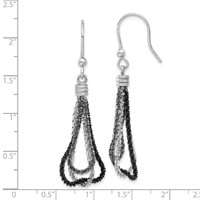 Sterling Silver Ruthenium & Black Rhodium Chain Dangle Earrings view 3