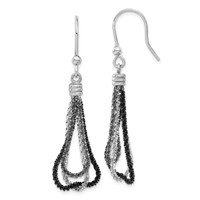 Sterling Silver Ruthenium & Black Rhodium Chain Dangle Earrings view 1