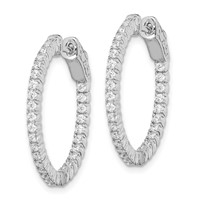Sterling Shimmer Sterling Silver Rhodium-plated 60 Stone 1.5mm CZ in and Out Round Hinged Hoop Earrings view 2