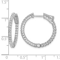 Sterling Shimmer Sterling Silver Rhodium-plated 60 Stone 1.5mm CZ in and Out Round Hinged Hoop Earrings view 4