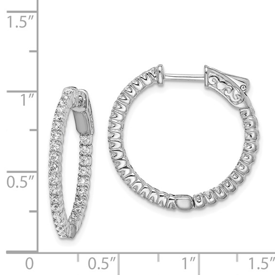 Sterling Silver CZ 1.5mm Hinged Hoops