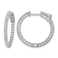 Sterling Shimmer Sterling Silver Rhodium-plated 60 Stone 1.5mm CZ in and Out Round Hinged Hoop Earrings view 1