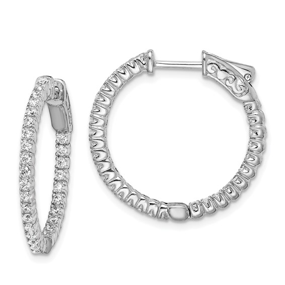 Sterling Silver CZ 1.5mm Hinged Hoops