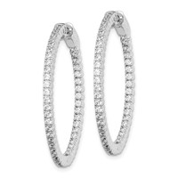 Sterling Shimmer Sterling Silver Rhodium-plated 94 Stone 1.5mm CZ in and Out Round Hinged Hoop Earrings view 2