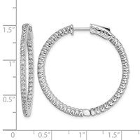 Sterling Shimmer Sterling Silver Rhodium-plated 94 Stone 1.5mm CZ in and Out Round Hinged Hoop Earrings view 4