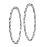 Sterling Shimmer Sterling Silver Rhodium-plated 140 Stone 1.5mm CZ in and Out Round Hinged Hoop Earrings view 2