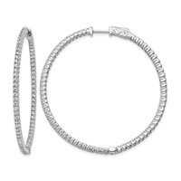 Sterling Shimmer Sterling Silver Rhodium-plated 140 Stone 1.5mm CZ in and Out Round Hinged Hoop Earrings view 1