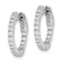 Sterling Shimmer Sterling Silver Rhodium-plated 34 Stone 1.7mm CZ in and Out Round Hinged Hoop Earrings view 2