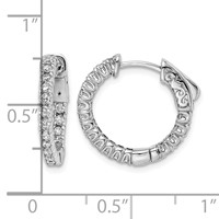 Sterling Shimmer Sterling Silver Rhodium-plated 34 Stone 1.7mm CZ in and Out Round Hinged Hoop Earrings view 4