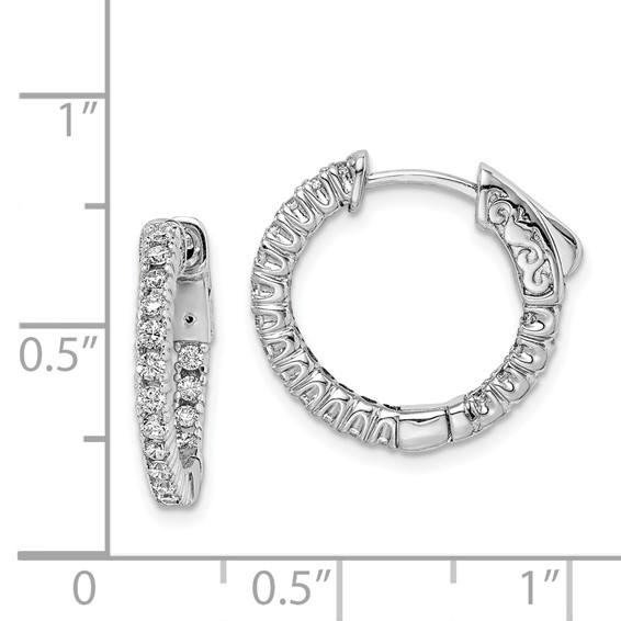 Sterling Silver CZ 1.7mm Hinged Hoops