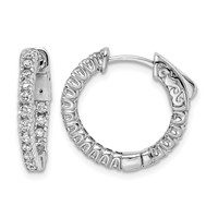 Sterling Shimmer Sterling Silver Rhodium-plated 34 Stone 1.7mm CZ in and Out Round Hinged Hoop Earrings view 1