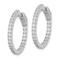 Sterling Shimmer Sterling Silver Rhodium-plated 50 Stone 1.7mm CZ in and Out Round Hinged Hoop Earrings view 2
