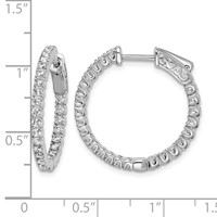 Sterling Shimmer Sterling Silver Rhodium-plated 50 Stone 1.7mm CZ in and Out Round Hinged Hoop Earrings view 4