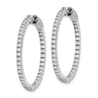 Sterling Shimmer Sterling Silver Rhodium-plated 80 Stone 1.75mm CZ in and Out Round Hinged Hoop Earrings view 2