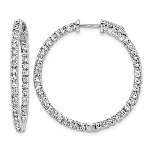 Sterling Shimmer Sterling Silver Rhodium-plated 80 Stone 1.75mm CZ in and Out Round Hinged Hoop Earrings