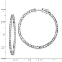 Sterling Shimmer Sterling Silver Rhodium-plated 106 Stone 1.75mm CZ in and Out Round Hinged Hoop Earrings view 4
