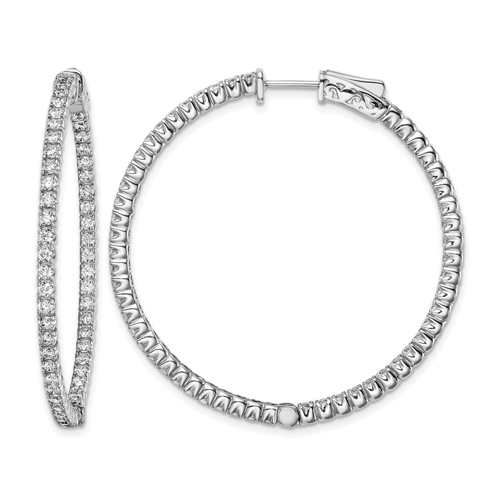 Sterling Shimmer Sterling Silver Rhodium-plated 106 Stone 1.75mm CZ in and Out Round Hinged Hoop Earrings
