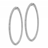 Sterling Shimmer Sterling Silver Rhodium-plated 144 Stone 1.7mm CZ in and Out Round Hinged Hoop Earrings view 2